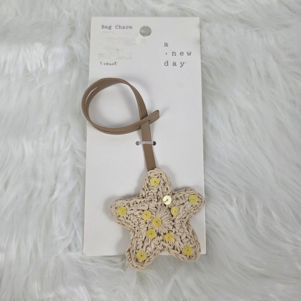 A New Day Woven Star Bag Charm - Brown and Yellow